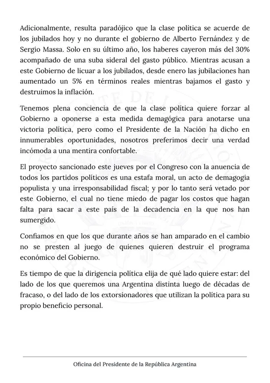 Veto Reforma Jubilatoria 2