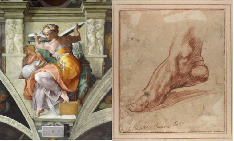 el-dibujo-hallado-y-el-detalle-del-fresco-la-capilla-sixtina