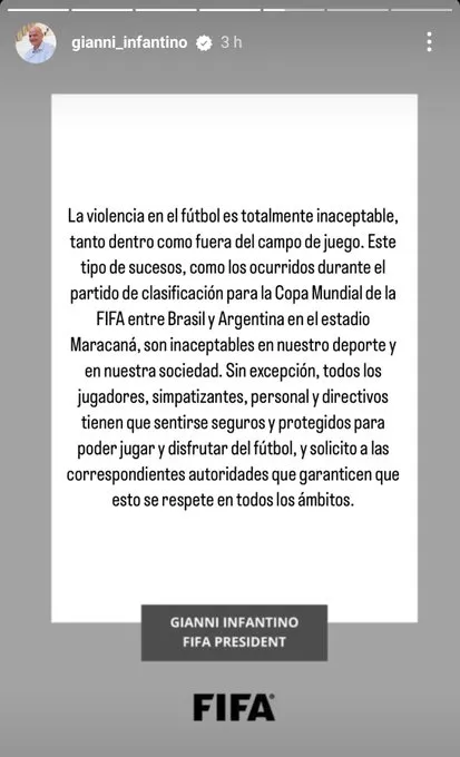 Infantino comunicado