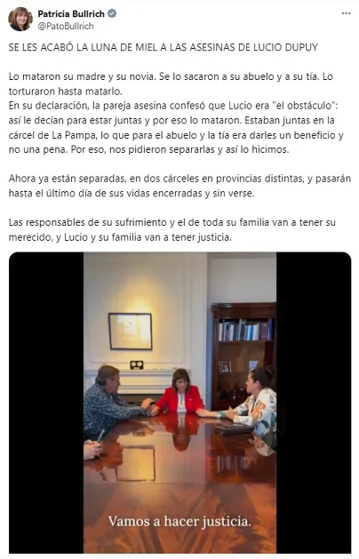 posteo de patricia bullrich